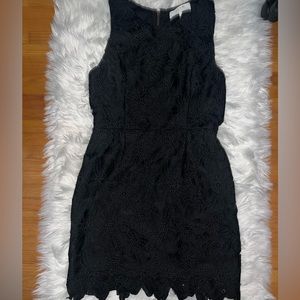 ASTR textured lace floral bodycon dress - L - black